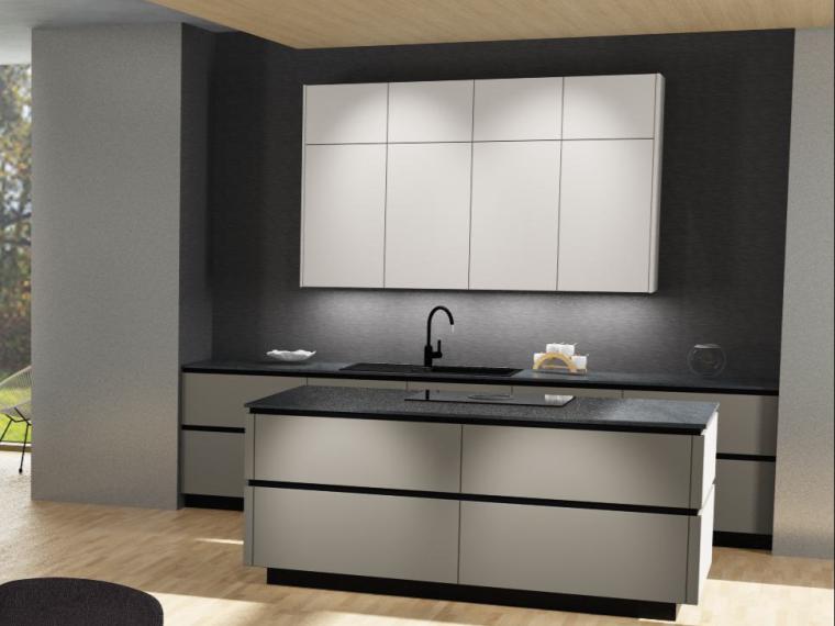 Nobilia - Supertouch Taupe/Sand Design pur mit Bora und Kaffevollautomat - Luxury mit Keramik Arbeitsplatte