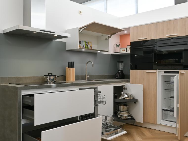 Greeploze keuken, Japandi stijl
