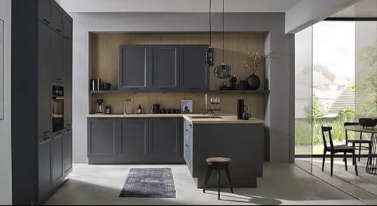 Häcker - RAVENNA Graphit Lacklaminat ultramatt, Rahmen Moderne Landhaus Küche Top Ausgestattet