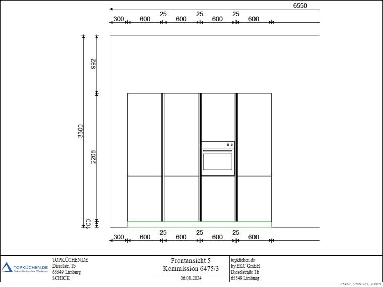 AV 2035 Perlgrau UV Lack / Carrara UV Lacklaminat Zeitlos schön mit Muldenlüfter und Insel