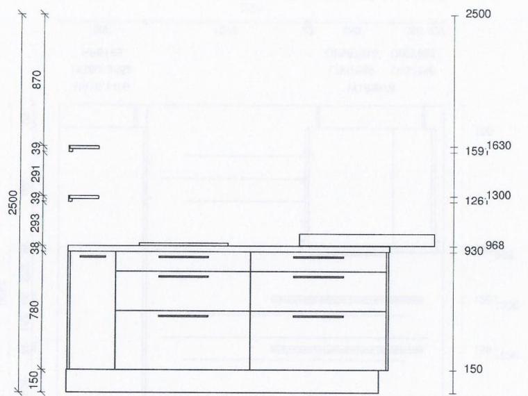 Moderne, zweizeilige Einbauküche, erweiterbar (ohne Elektrogeräte)