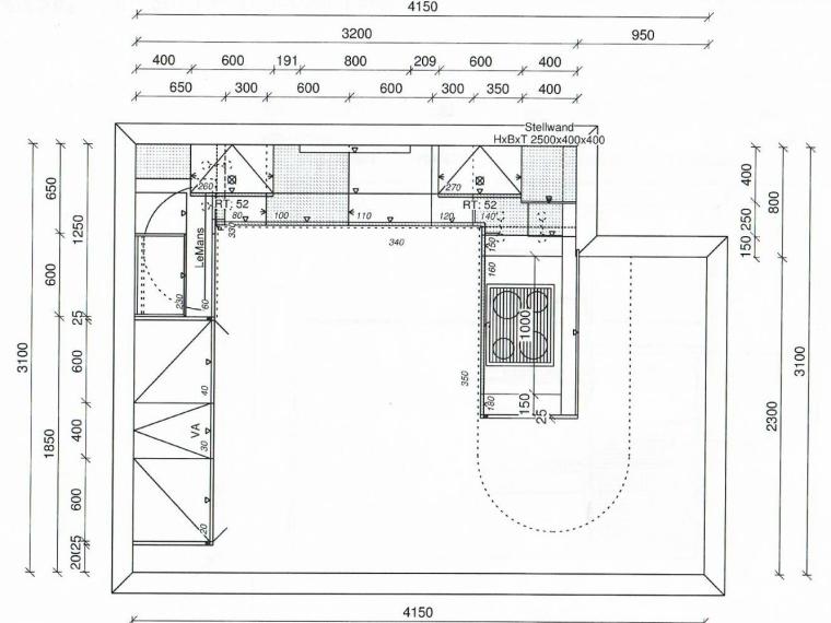 Moderne Einbauküche, erweiterbar (ohne Elektrogeräte)
