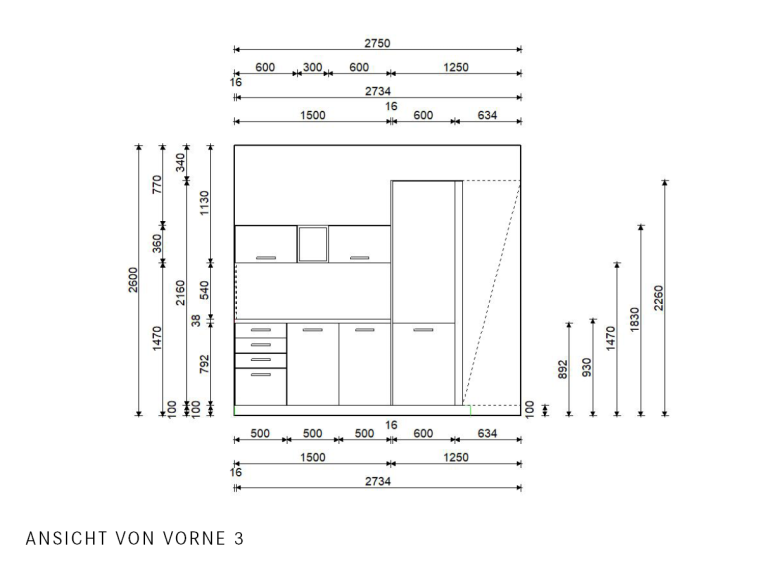 Nobilia Einbauküche U-Form in Weißbeton mit Elektrogeräten - M14