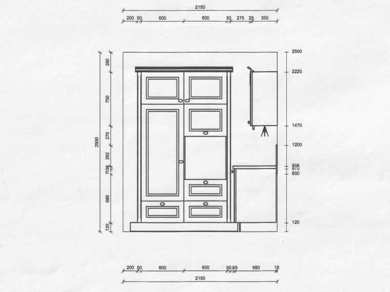 Einbauküche mit Fronten Landhaus Papyrusgrau, inkl. Granitarbeitsplatte