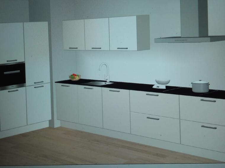 Design keuken hoogglans wit met 5 Miele apparaten