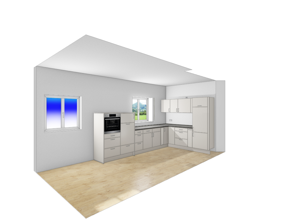 moderne matte Küche in harmonischen Farben