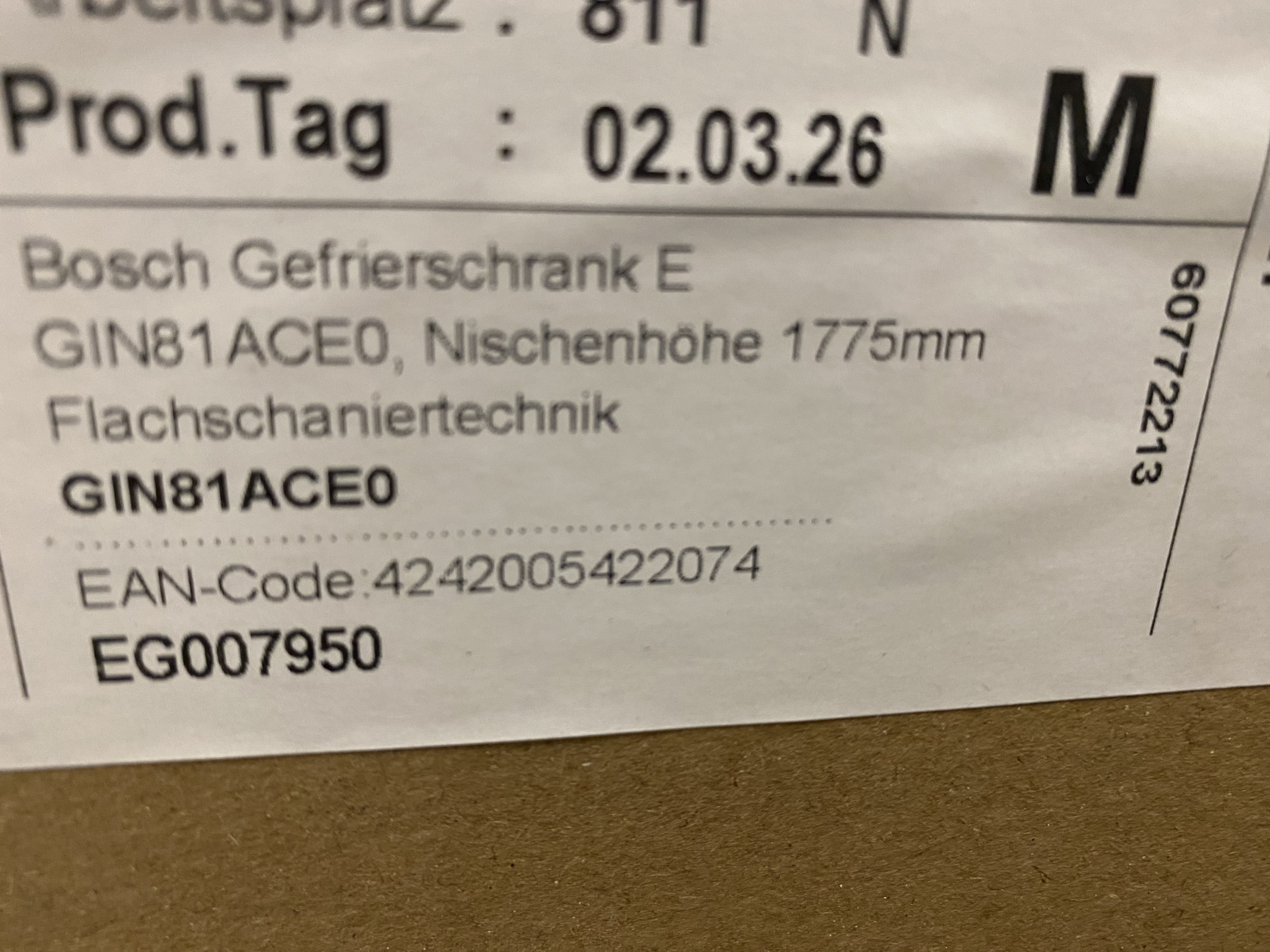 Bosch Einbaugefrierschrank GIN81ACE0
