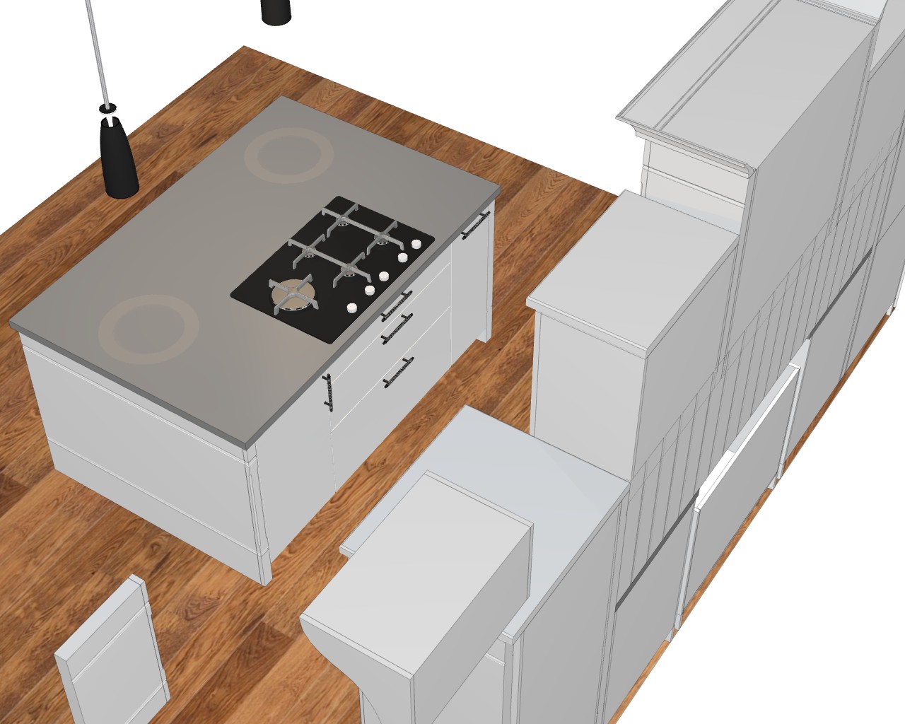 Moderne Landhausküche mit Pizzabackofen